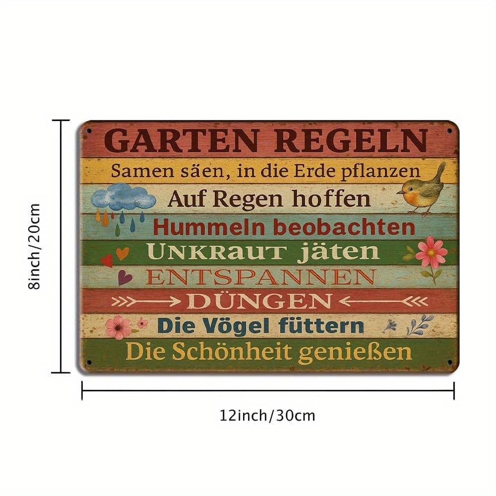 1pc German Vintage Metal Sign, Garden Rules Sow Seeds, Plant in The Ground, Wall Art Decoration for Home Farmhouse Garden, Gift