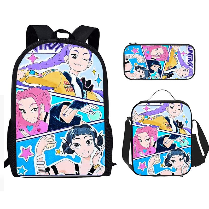 Huntrix Kpop Printed Peripheral Backpack Demon Hunter Girl Group School Bag 16 Inch Backpack