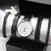 5pcs Set New Automatic Watches for Men Fashion Simple Light Luxury Quartz Watch Bracelets Box Gift for Men