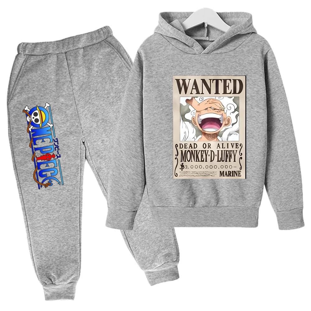 Hot One Pieces Hoodie Set Kids Luffy Clothes Boys Girls Clothing Children's Jersey Sports Suit Autumn Hoodie Pants 2-piece Set