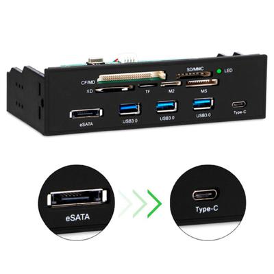 Πολυθυρικός Πίνακας Μπροστινής Όψης PC Εσωτερικός USB3.0 eSATA Type-C Αναγνώστης Καρτών TF SD Hub