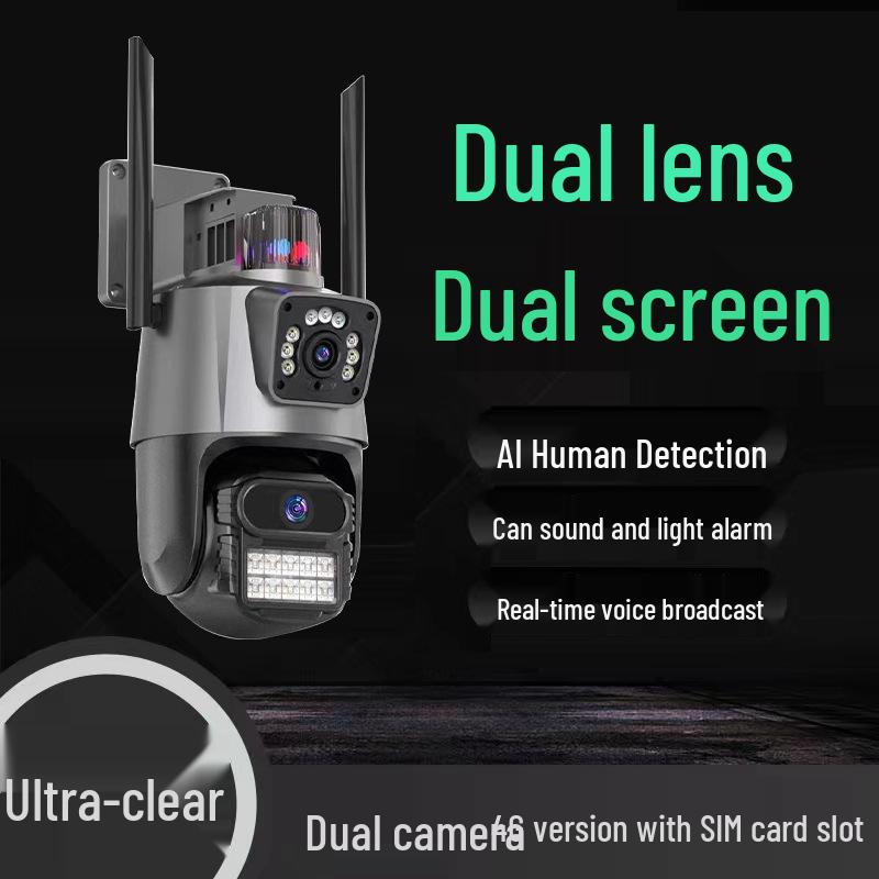 v360 Ultra HD WiFi Outdoor Surveillance Camera with Dual-Lens, Dual-Screen, Night Vision, and Waterproof Features
