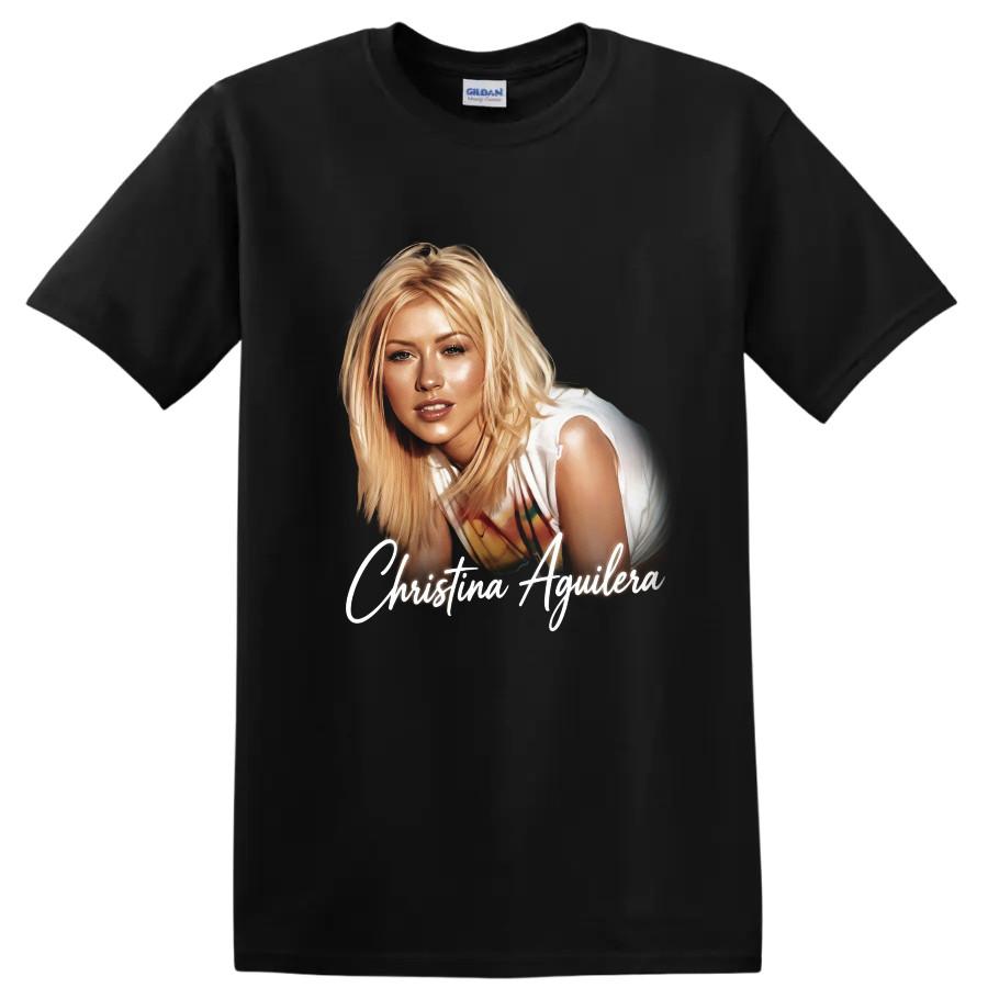 Christina Aguilera T Shirt Pop Star Music Portrait Graphic Print Tee Gift Idea