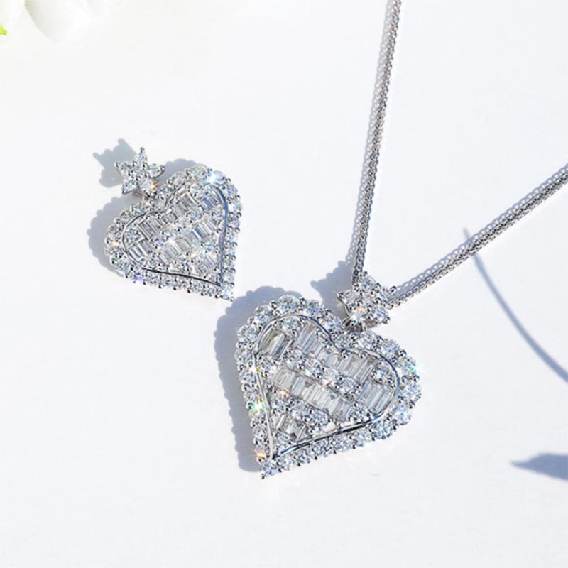 Luxury Bling Aaa Zircon Love Heart Shape Pendant Necklace For Women Anniversary Birthday Girls Gift Statement Necklace Jewelry