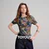 Women's Mesh Printed Short-Sleeve T-Shirt