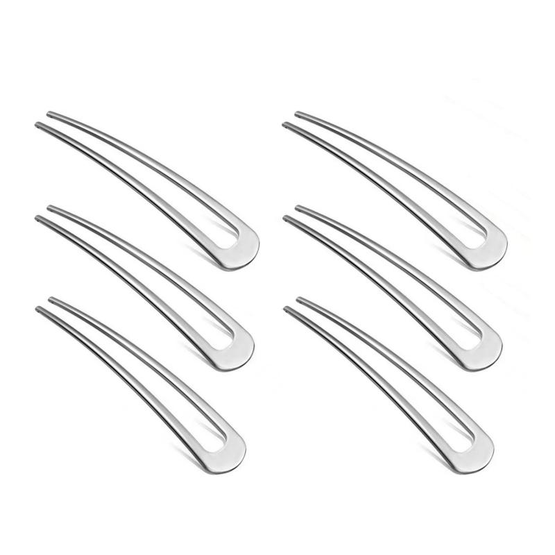 6PCS Fashion Hair Accessories Metal U Shape Hair Stick For Women Silver Gold Color Elegant  Enamel Hairpin Female Headwear Gifts
