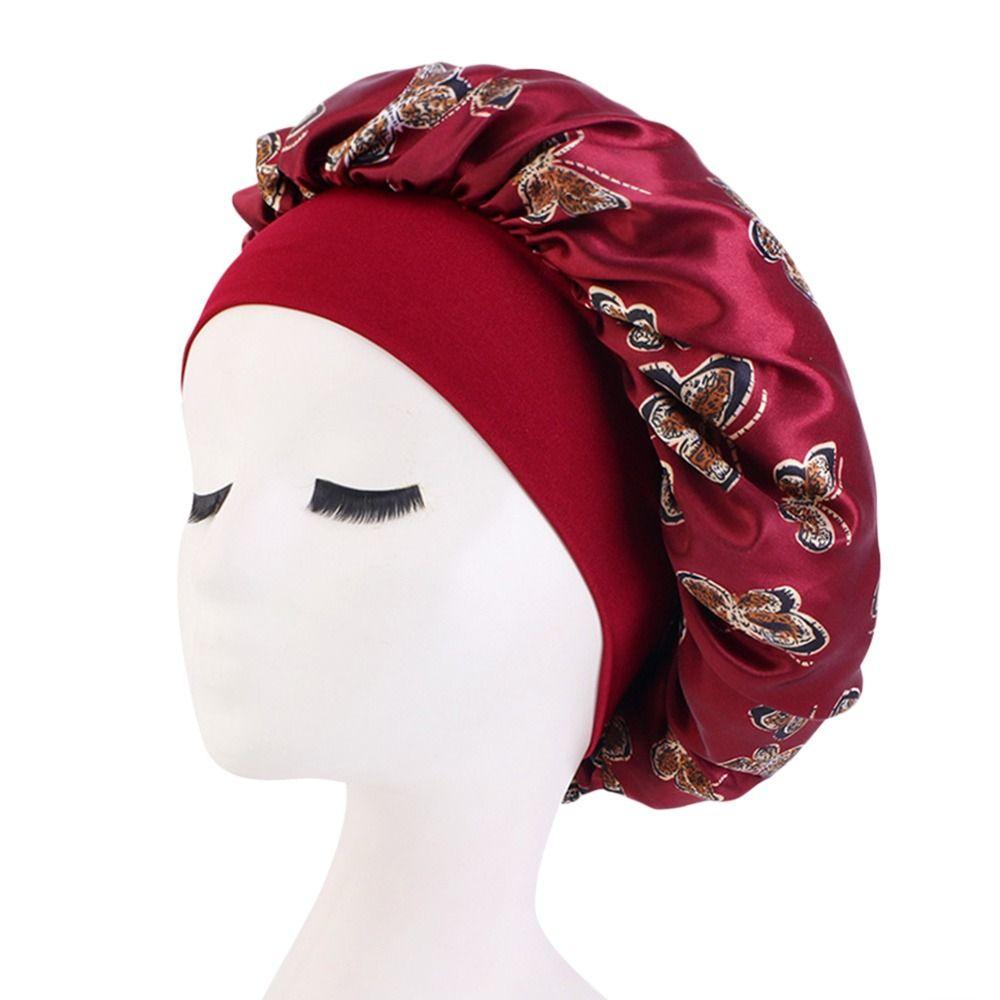 Wide Brim Sleeping Cap Satin Make-up Cap Fashion Turban Hat for Women