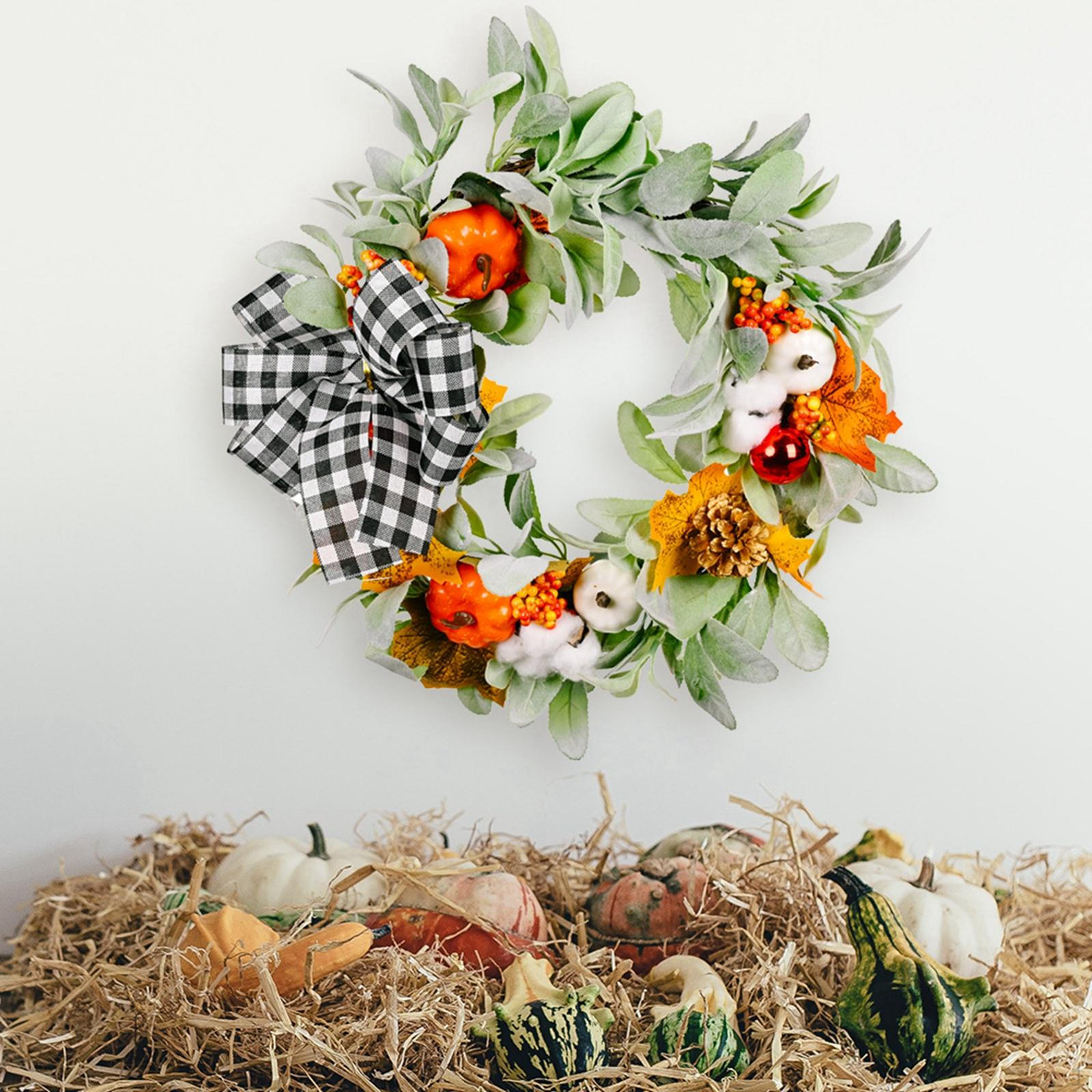 

Thanksgiving Wreaths Autumn Leaf Pumpkin Wreath Rattan Door Hanging Garland Party Supplies