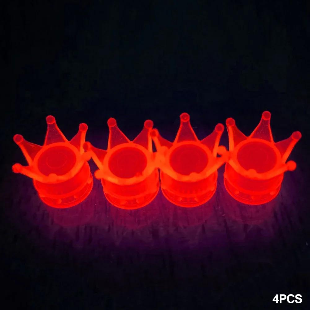 4Pcs Luminous Car Tire Valve Cap Fluorescent Night Glowing Decor Motorcycle Bike Wheel Nozzle Dustproof Tyre Valve Stem Caps