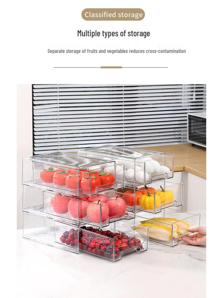 Clear Multilayer Refrigerator Organizer Box for Food, Fruit, Eggs, and Dumplings