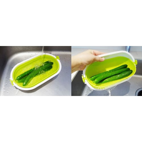 Kokubo Spin Wheel Colander, Oval, Green, KK-311