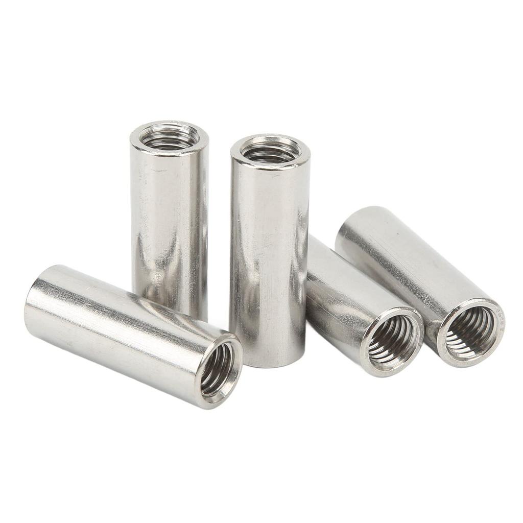 J-ouuo pcs Coupling Nut Round M12 Stainless Steel Rod Connector Nut Female Thread Fastener