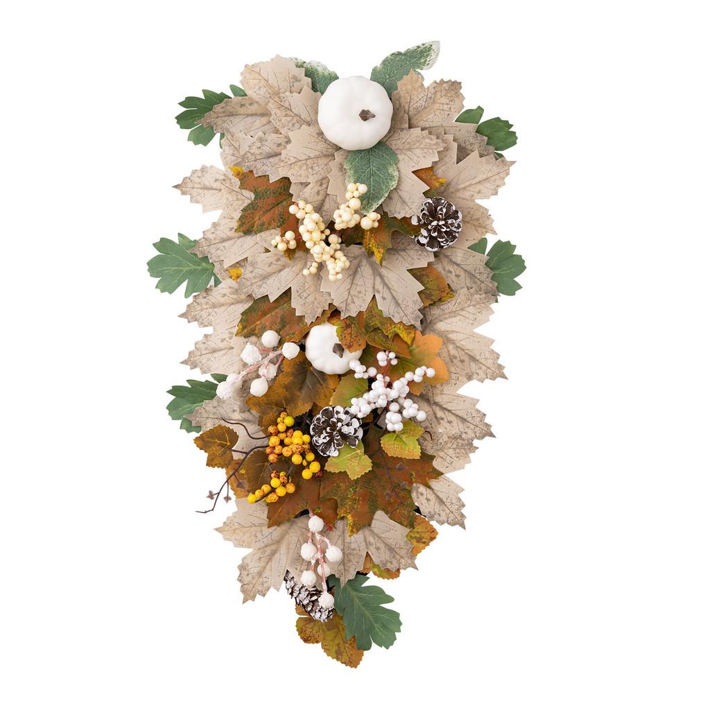 

Stunning Outdoor Fall Pumpkin And Maple Leaf Upside Down Tree Wreath For Festive Decor