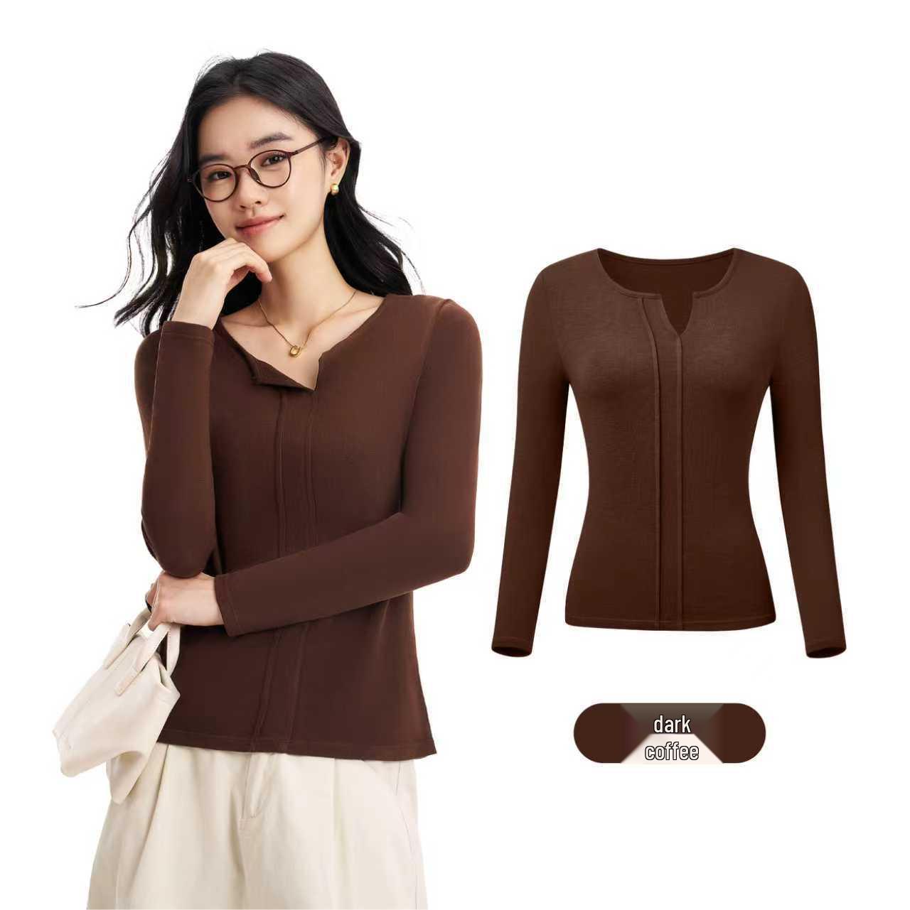 

2025 Autumn Women s V-Neck Slim-Fit Self-Heating Silk Base Layer XL (130-160 jin)