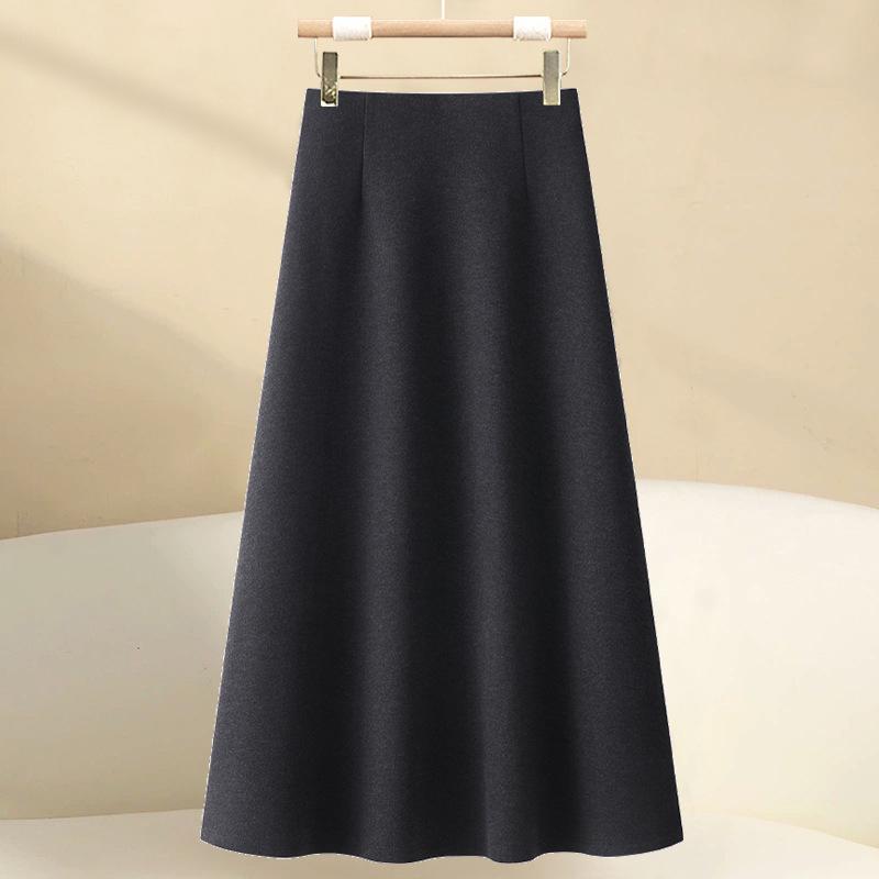 Women's Thickened Wool A-Line Skirt for Fall/Winter 2025 - High-Waisted, Hip Covering, Slimming Mid-Length Design