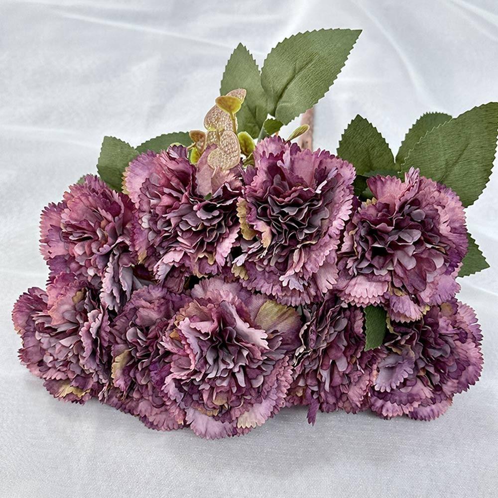 Multicolor Carnation Artificial Flower Silk Petal 9 Heads Simulation Plants Desktop Ornament Floral Arrangement