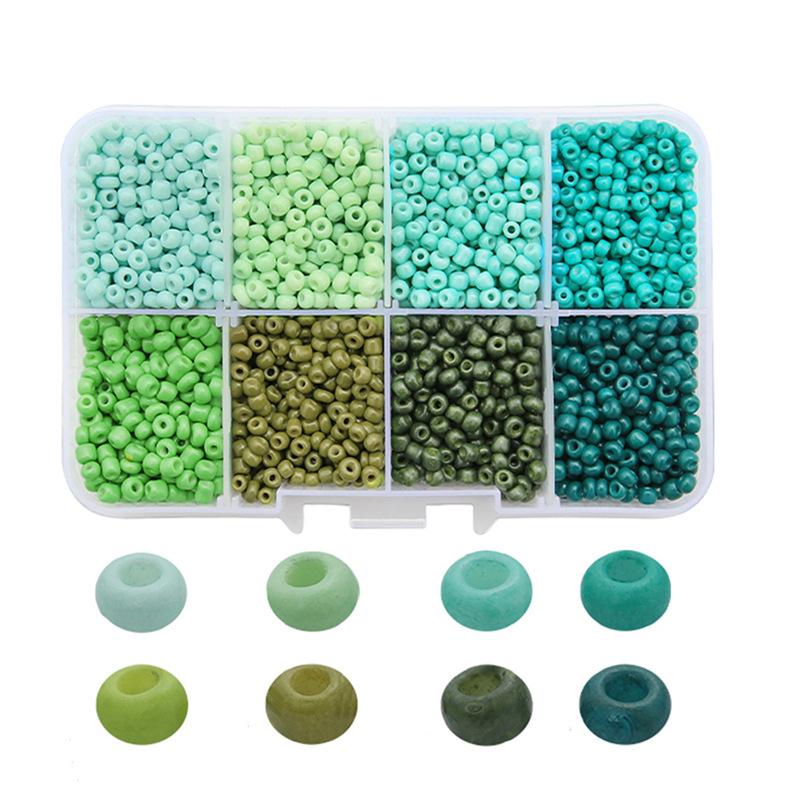 8-Compartment Solid Color Glass Seed Beads Set for DIY Bracelets & Necklaces