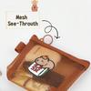 Mini Capybara Mesh Pencil Storage Bag Portable Transparent Pouch for Pens Erasers Cartoon Design Simple Pocket Organizer