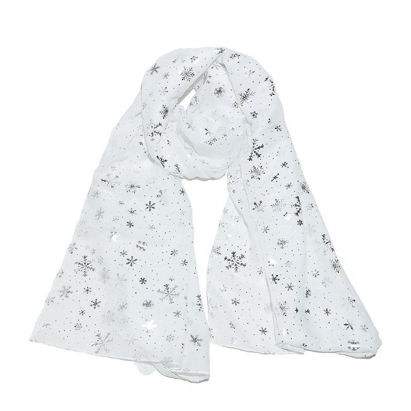 Autumn and Winter Scarf Women's New Christmas Gift Snowflake Hot Silver Polka Dot Silk Scarf Cotton Shawl Christmas Scarf