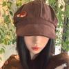 Y2k Double Button Berets Hat Japanese Painter Hat Retro Corduroy Baseball Cap  Winter