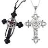 Retro Five-Pointed Star Crucifix Pendant Necklaces Alloy Texture Woman Pentacle Jewelry Pendant Necklaces for Daily