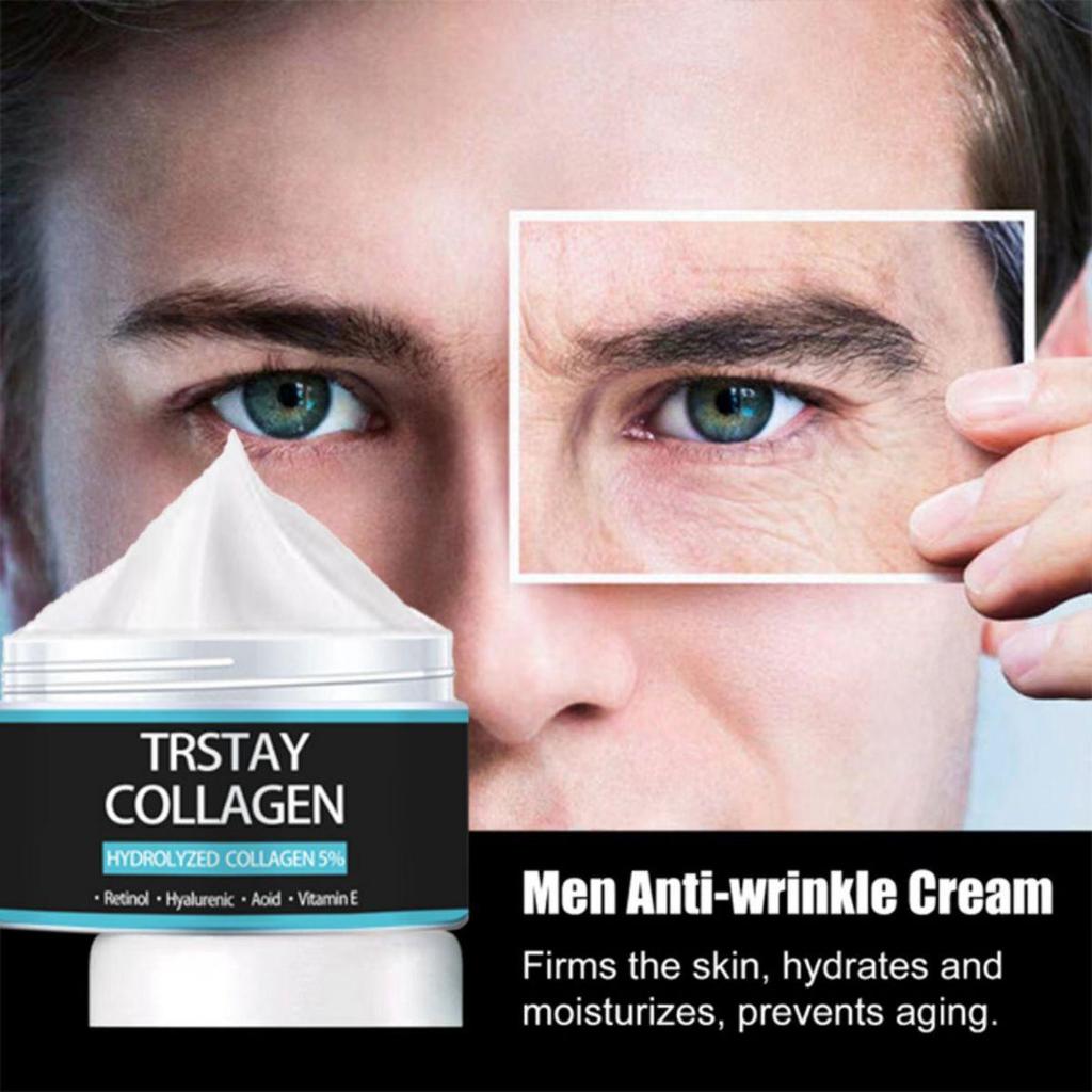 TRSTAY Ansiktskrem for menn strammer opp øyehuden, jevner ut fine linjer rundt øynene, reduserer øyeposer og fjerner mørke ringer