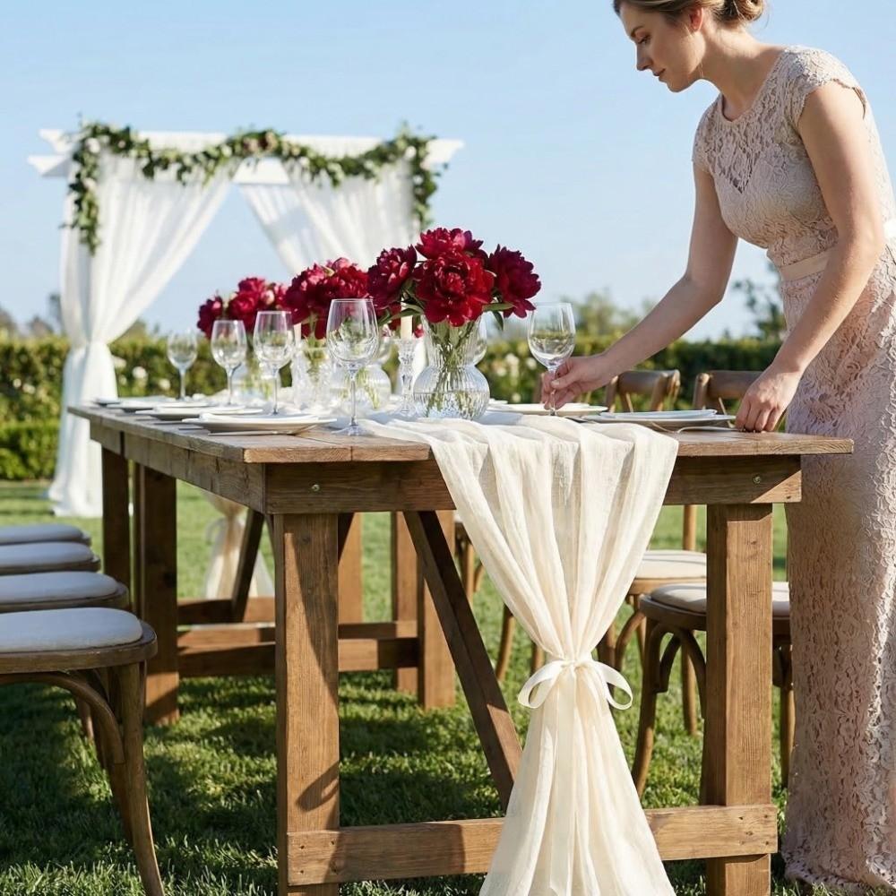 Vintage Gauze Tablecloth Seersucker Wedding Decoration Long Table Runners  Home