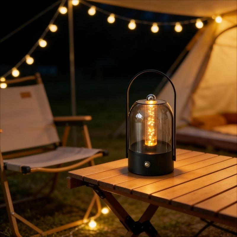 Portable Camping Lantern, Type‑C Rechargeable Dimmable LED Night Light, Indoor & Outdoor Atmosphere Lamp for Camping, Bedroom Home Decor