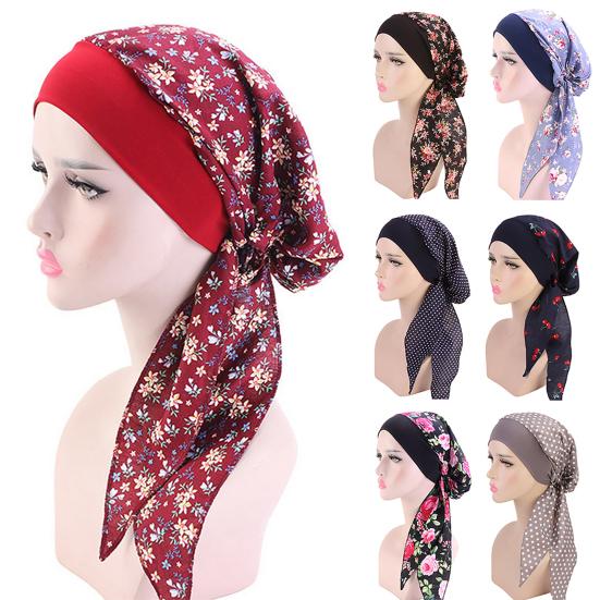 Dámský pastorální elastický bavlněný turbanový klobouk Šátek bandana pirátská čepice pokrývka hlavy