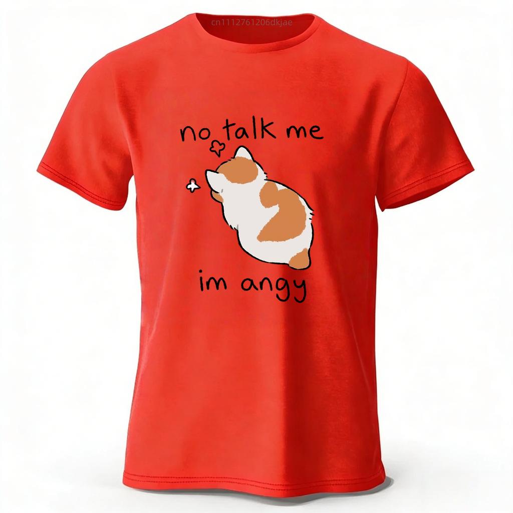 Angry and Proud Cat Cotton Short Sleeves Men's Summer Street Oversized Top Loose Fashion Casual T-shirt