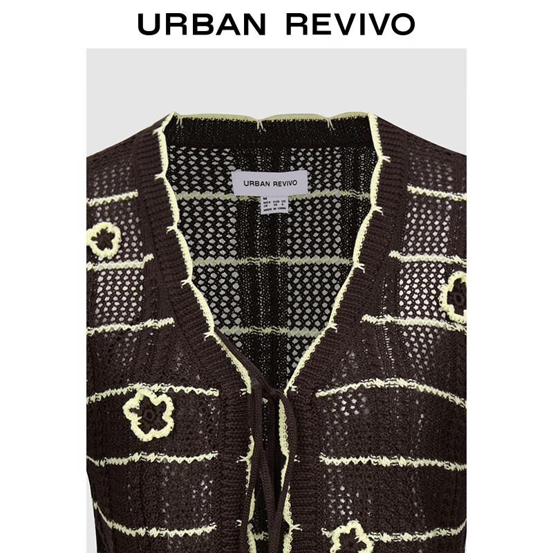 UR Women's Casual Cropped Color Block Knit Cardigan