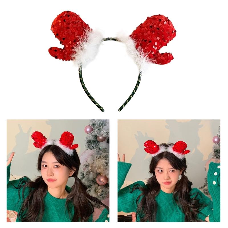 Christmas Sequins Headband Party Costume Hat Party Karaoke Punk Photo Props Cool Party Hat Hair Hoop Photo Props