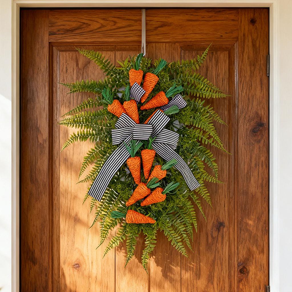 Easter Carrot Wreath, Window Display Hanging Decoration, Holiday Plant Vine Ring, Easter Decoration, Holiday Scene Craft.