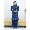 Traditional ink painting floral full body print pattern Pahang stand ladies Muslim suit comfortable breathable elegant Islam ladies dress
