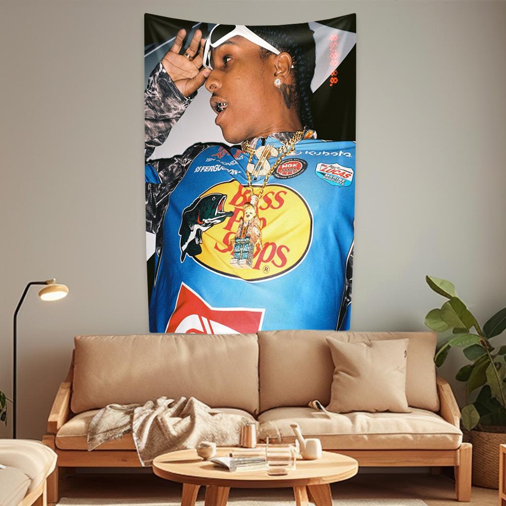 Asap Rockys Flags Rapper Tapestry Room Decor Aesthetic Music Album Art Posters Wall Hanging Bedroom Concert Background Fans Gift