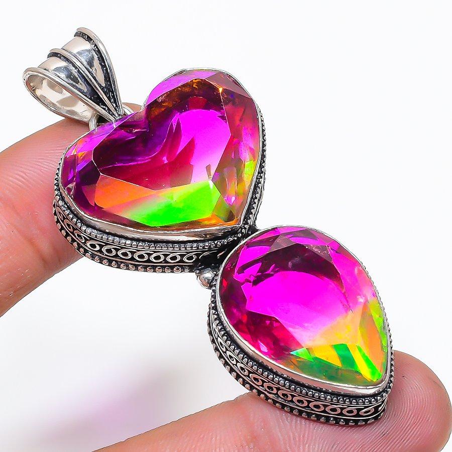Natural Bi-Color Tourmaline Gemstone 925 Sterling Silver Pendant 2.60 AP-14338