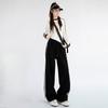 Women's Loose-Fit Striped Sweatpants Autumn Winter Casual High Waist Slim Straight-Leg Pants  Elastic Bunded Feet Bottoms