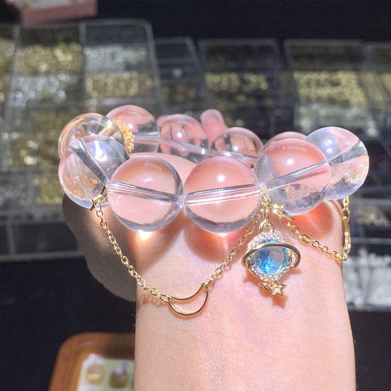 

Natural Crystal Micro-Inlaid Zircon Pearl with Diamond Spacer Receptacle Hand-Knitted Carrying Strap Changed to Bead Accessories Bead Bracelet Customer reservation.