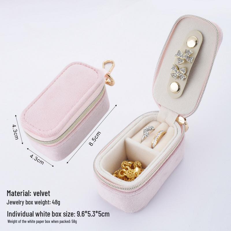 Velvet Mini Jewelry Box Keychain for Earrings & Rings