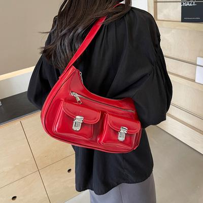 Retro Multi Pocket Underarm Bag Women's Shingle Shoulder Bag  New Fashion Personalized Cool Girl Motorcycle Crossbody Bags