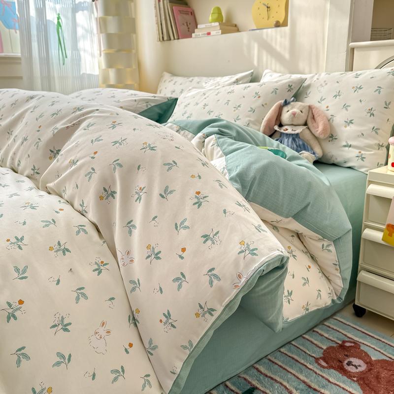 Luxurious 100% Cotton Floral Bedding Set Duvet Cover Set - Ultra Soft Breathable, 1 Duvet Cover 2 Pillowcases,Single/Double/King