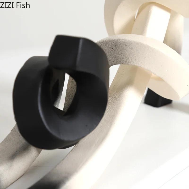 Creative Twisted Line Cat Sculpture Ornaments Desk Decoration Modern Crafts Abstract Cat Resin Statue Room Aesthetics Decor