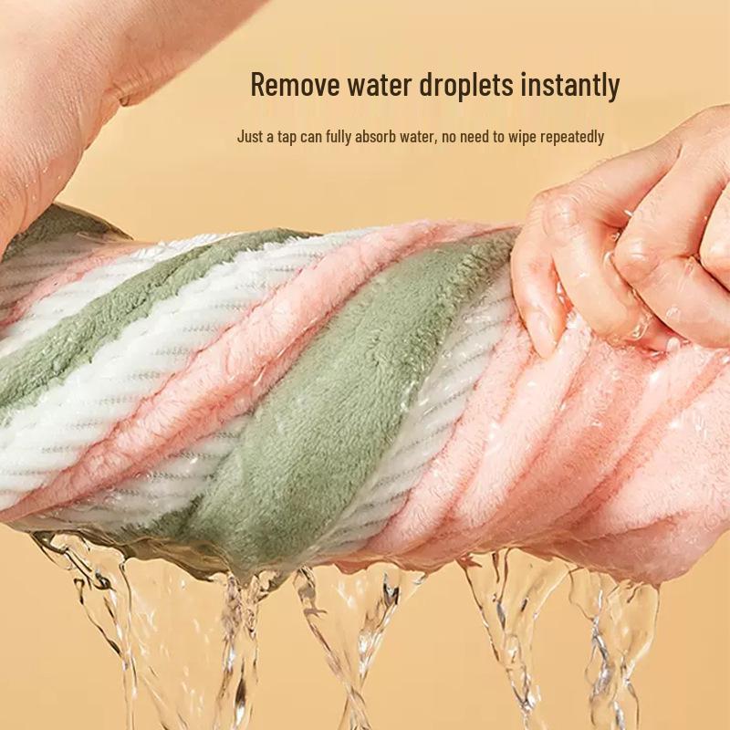 Dubbellagrig Tvåfärgad Korallfleece Snabbtorkande Antibakteriell Hårhånddukshätta & Pannband