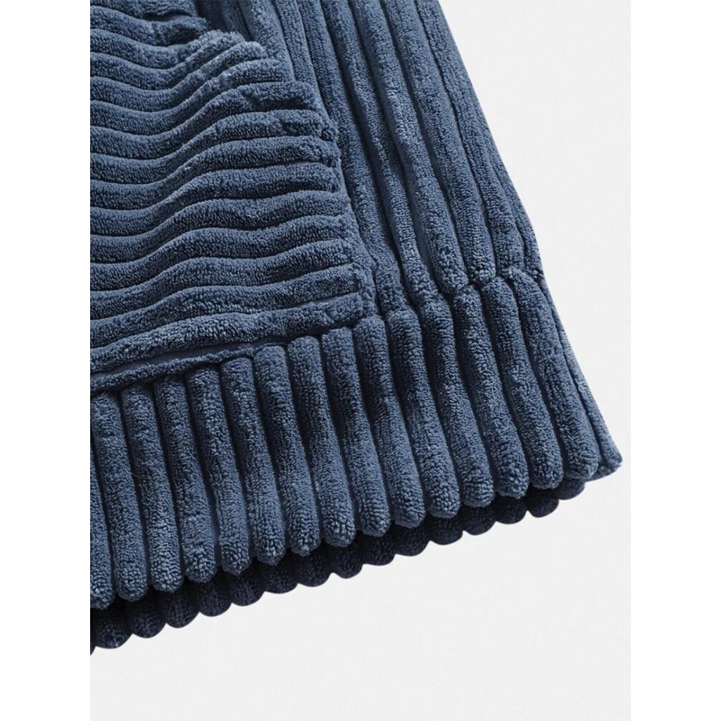 Men's Hoodie with Thick Corduroy Long Sleeves and Solid Color Kangaroo Pockets, Hanging Shoulder Hooded Sweatshirt