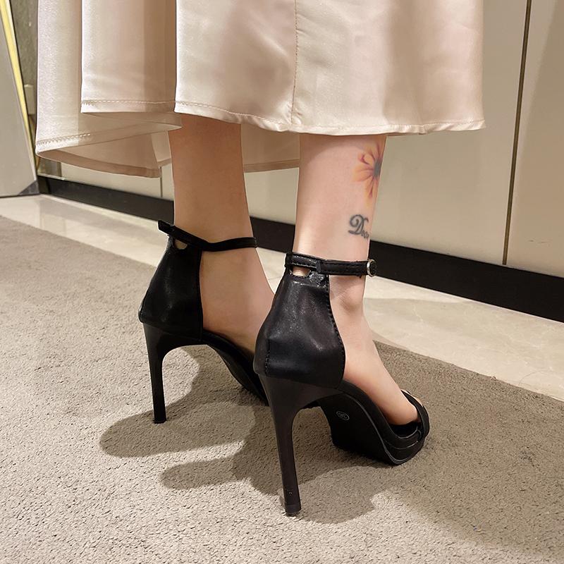 Fashion Stiletto Sandals Summer New Round Head Bag with A Line with Waterproof Platform Anti-slip Wear-resistant High Heels