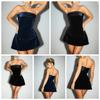 Eleganter U-Boot-Ausschnitt Sexy Rückenfrei Ärmellos Trägerlos Einfarbig Sexy A-Linien Mini-Kleid Schulterfrei Figurbetont Retro Partykleidung Clubwear Damen