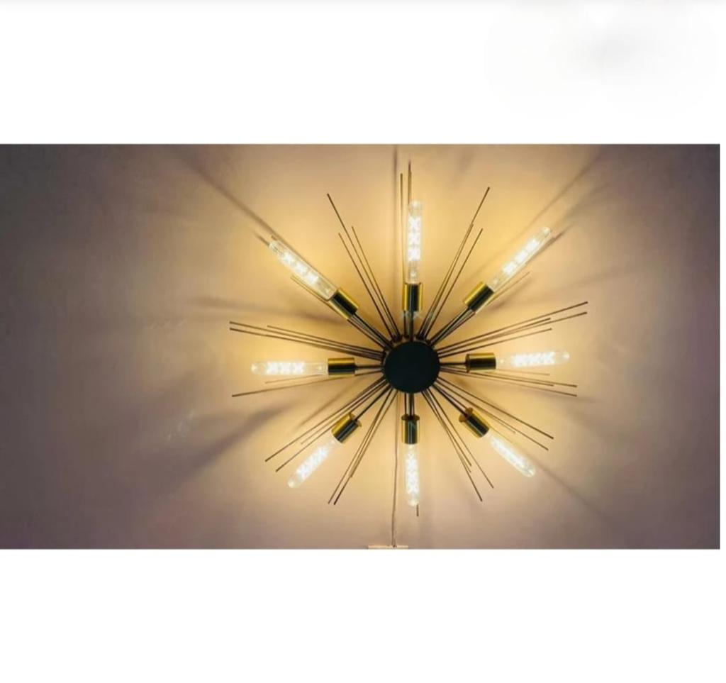Stilnovo Style 8 Lights Shade Sputnik Chandelier Modern Ceiling Light Fixture Raw Brass