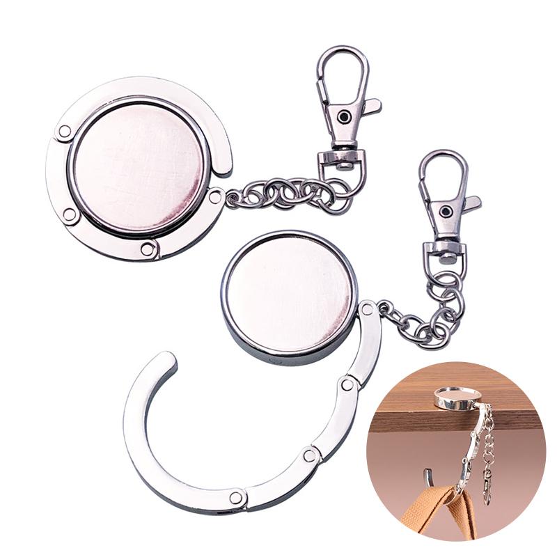 Simple Round Metal Folding Bag Hook Holder Portable Handbag Hooks Keychain Table Side Hangers Multipurpose Non-Slip Hook