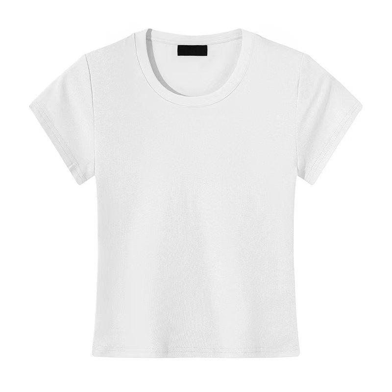 Short-sleeved CottonT-shirt 2026 Summer Simple Casual Slim New Plain Round-neck Pullover Basic Style Tops Women's Clothing