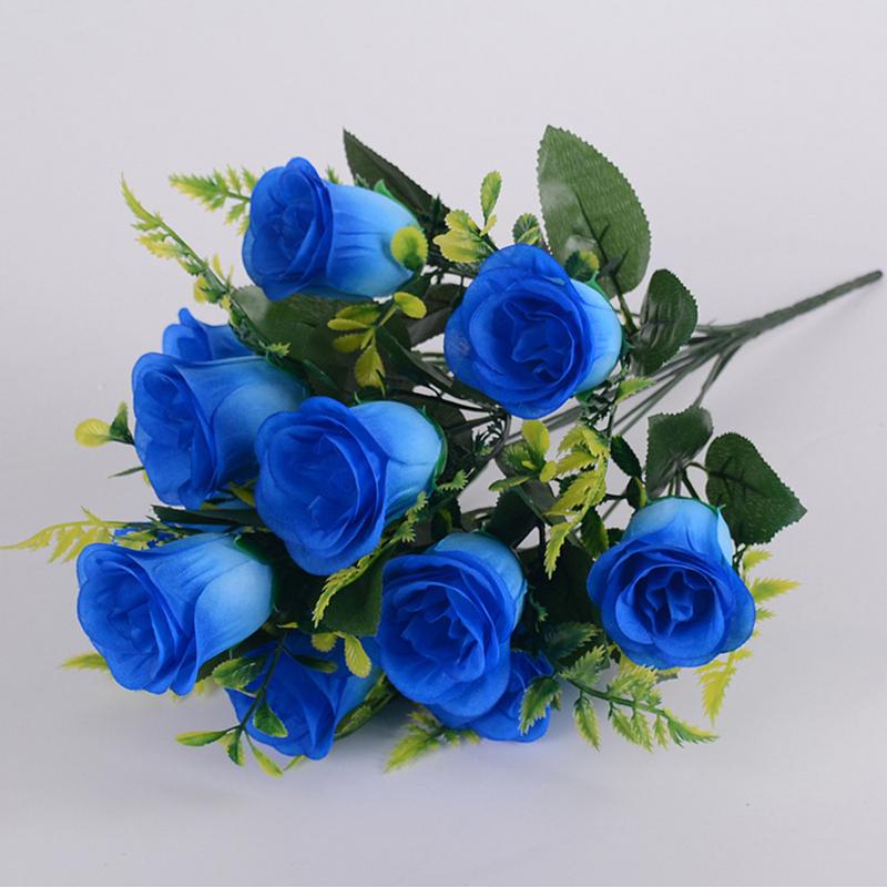 43cm Rose Silk Bouquet Rose Artificial Flowers 12 Heads Bridal Wedding Home Party Decoration Fake Flowers Artificial Flowers